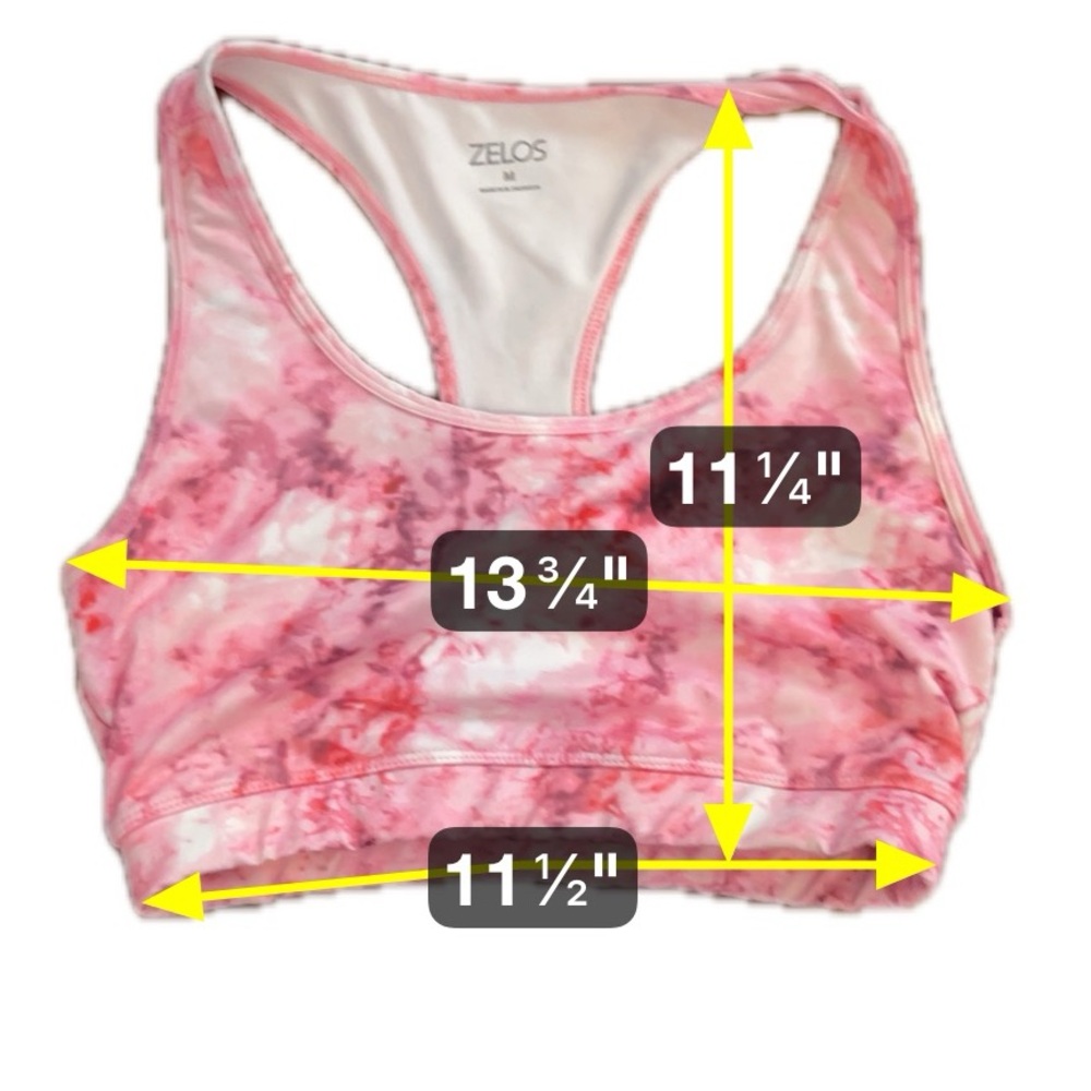 Zelos Pink Tie Dye Sports Bra Medium Racerback Workout Yoga Athletic Top - Picture 9 of 9